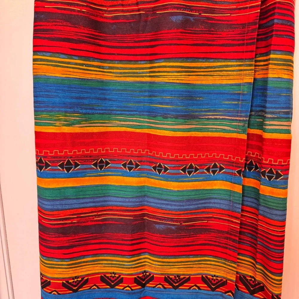 Vintage Breeches Aztec Western Maxi Wrap Skirt 100% cotton Ranchwear Boho SZ 14 - Picture 3 of 13